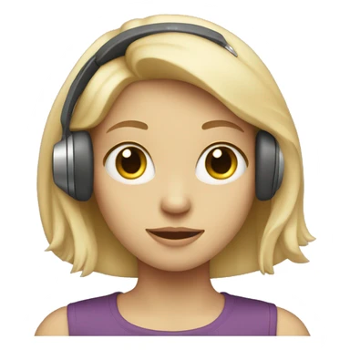A girl with a pale face wearing headphones sticker