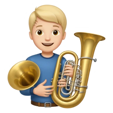 Boy with 7 arms playing tuba sticker
