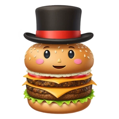 A burger with a top hat sticker