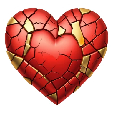 Make a red heart with cracks in it. Make the cracks filled with gold sticker