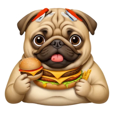 Fat pug eating MacDonalds sticker