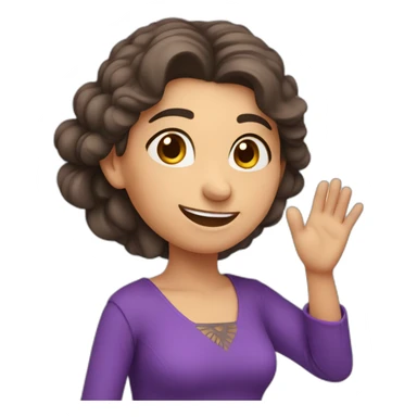 Armenian woman saying hello and giving five with happy face  in purple clothes  sticker