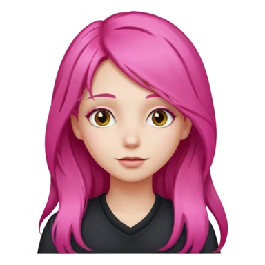 girl with long, bright, pink hair sticker