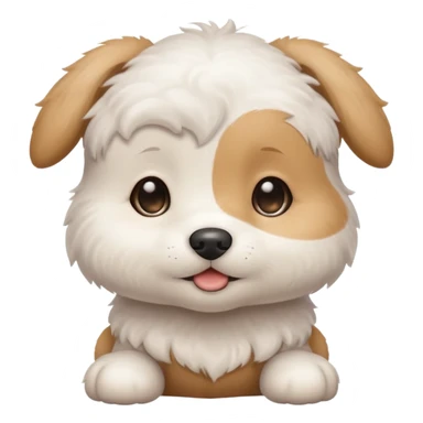a white cute baby dog with a little gray stain on one eye sticker