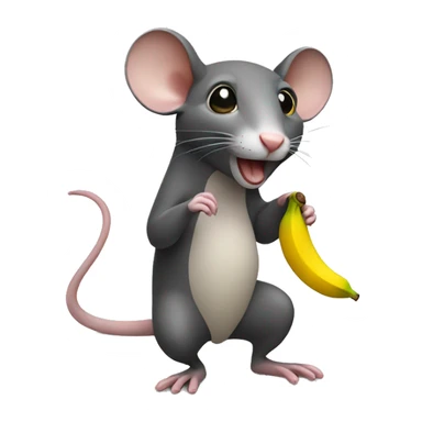 Rat holding banana sticker
