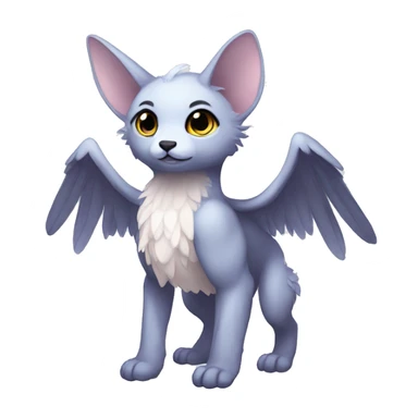 Anthro shy cute kawaii winged animal hybrid full body sticker