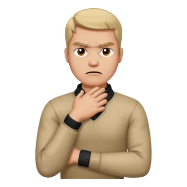 guy holding neck with arm crossed mad sticker