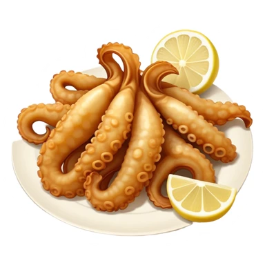 Fried squid Greek snack with a slice of lemon on the side sticker
