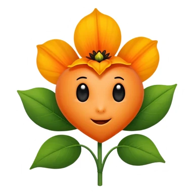 Green stem, white bud with black cartoony face: ;p. And six heart shaped yellowish orange petals sticker