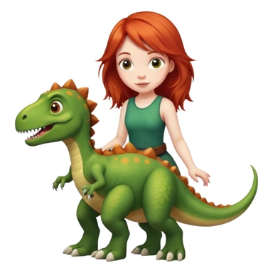 red-haired girl with a dinosaur tail and paws sticker