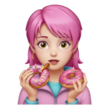 pink hair girl eating donuts sticker