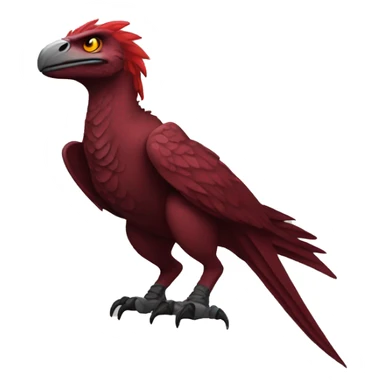 Cool edgy Maroon-colored raptor with bright-red mane full body sticker