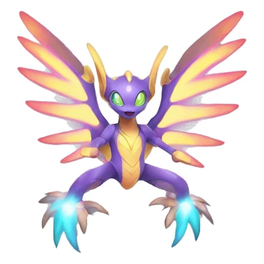 Celestial Neon Colors Vibrant Colors Flying Futuristic Fakémon-Legendary-Pokémon-Creature Full Body sticker