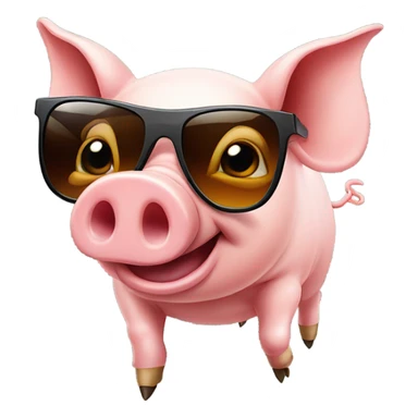 A pig flying with sunglasses about to get barbecue  sticker