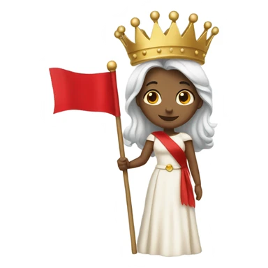 Beautiful queen holding a red flag sticker