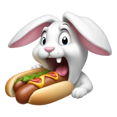 Rabbit, swallowing hot dog sticker