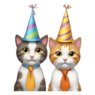 two cats in neckties wearing birthday hats sticker