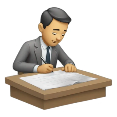 MAN WRITING ON PAPER sticker