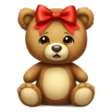 Cute bear stuffed animal with red bow sticker