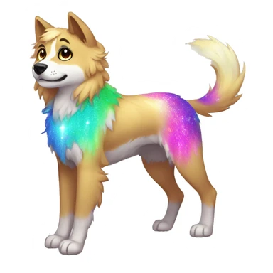 Colorful Sparkle-dog-fursona full body sticker