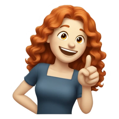 Pale, Long Wavy haired red head woman laughing and pointing sticker