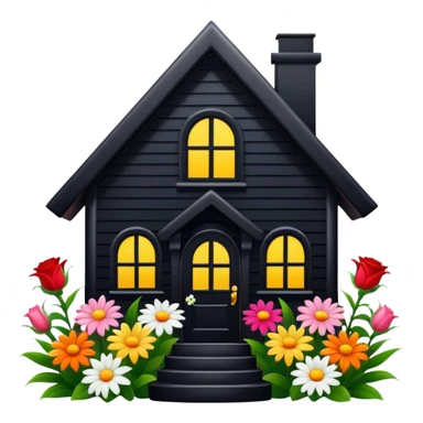 black house made of flowers sticker