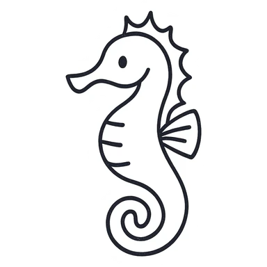 hand-drawn outlined seahorse icon sticker