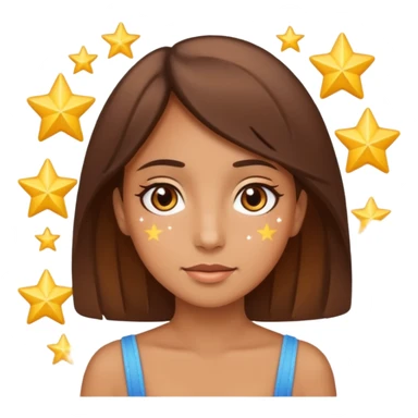 Arap esmer bir kız gözlerinde yıldız var iphone emojisi gibi  sticker