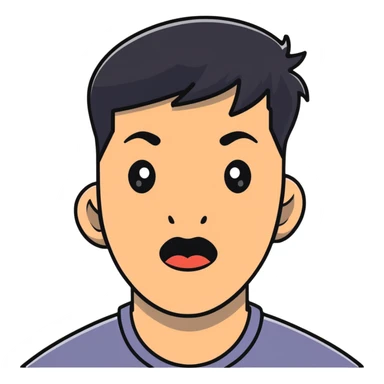 Asian man with a semi-open mouth sticker