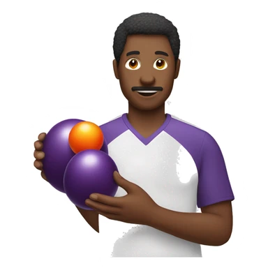 Man holding an eggplant and two ping pong balls sticker