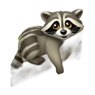 a funny racoon in the tree sticker