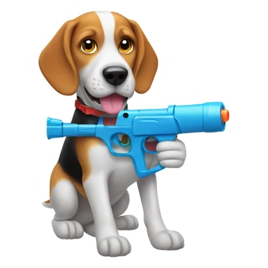 Beagle holding a watergun sticker