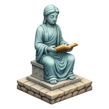 Isometric, painting and statue representing culture sticker
