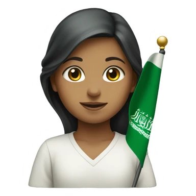 Girl raising the Saudi flag sticker
