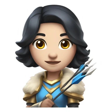 Clash royale the tower princess , white skin , black hair with bow and 3 arrows sticker