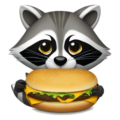 Raccoon eating a cheeseburger sticker