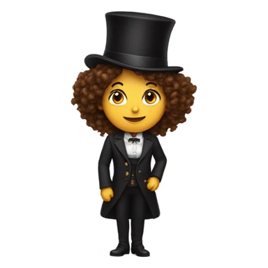Woman long brown curly hair and top hat Circus sticker