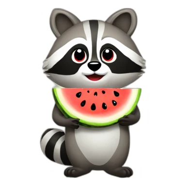 raccoon with watermelon brush and palette sticker