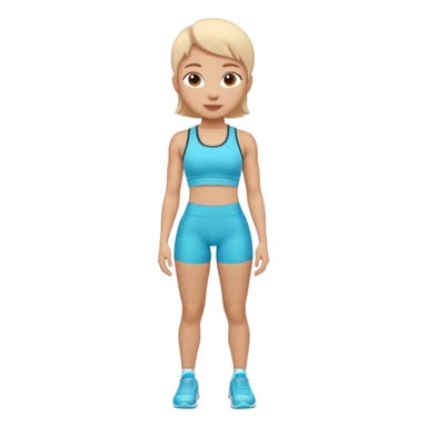 A 3D cartoon fit person showing a slim waistline, wearing sportswear, bright lighting, Memoji-style. close up camera angle. sticker