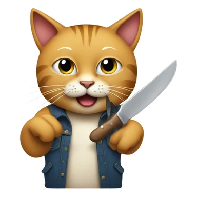 cat with knife sticker