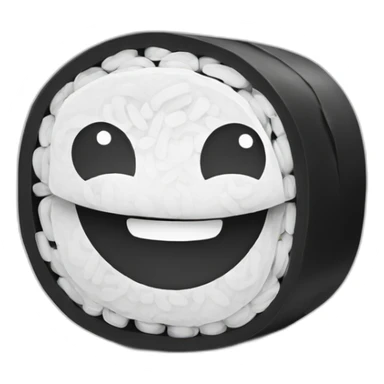 happy sushi roll black and white sticker