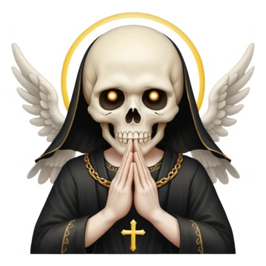 make a skull face like this💀but agnel and demon one with there hands going like this 🤞 sticker