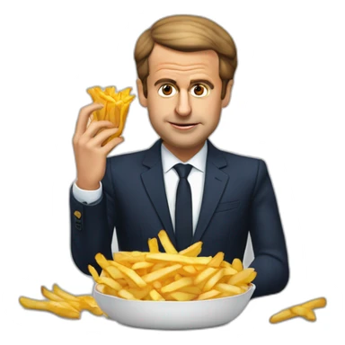 Emanuel Macron mange des frites sticker