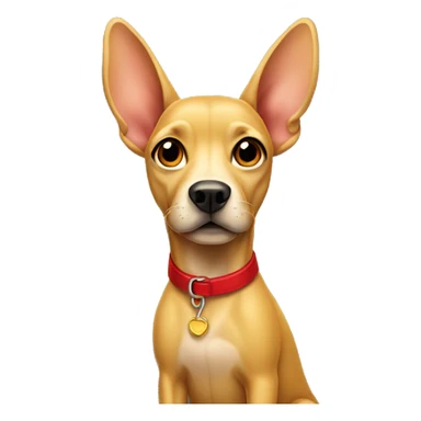 mustard colored dog with very very long ears and red collar sticker