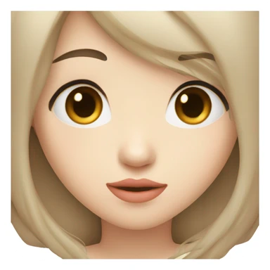 Asian girl with long center parted hair and blue eyes giving kisses sticker