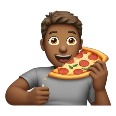 man eating pizza sticker