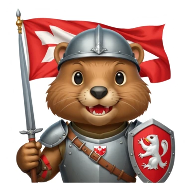 polish husaria miliatry unit but its a beaver, make him with a face like is the best fighter of all times with polish flag logo, not the whole body only the tors, show teeth sticker