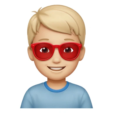 Red sunglasses on head of little boy sticker