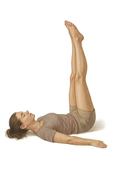 Donna con gambe alzate sdraiata per la routine circolatoria realistica sticker