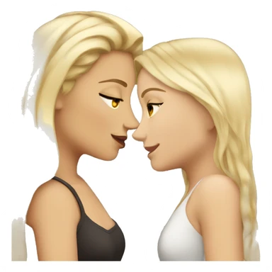 Tall blonde kissing curvy beautiful brunette  sticker